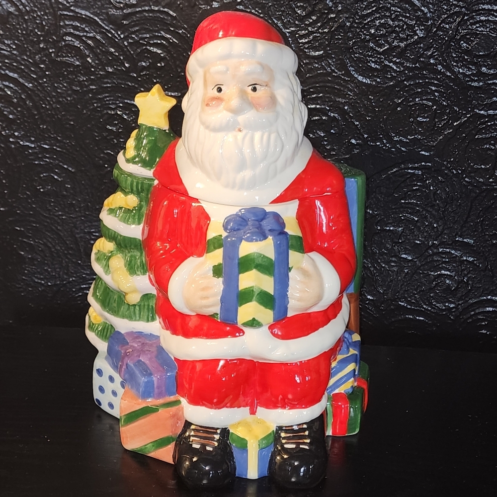 Vintage Santa Cookie Jar With Original Box – LargeHand-painted vintage ceramic